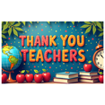 thumbnail image 6 of Colorful Thank You Teachers Banner with Apple Book Clock Elements Backdrop for Teachers Day Party Classroom Decorations School Events Photography Props, 6 of 8