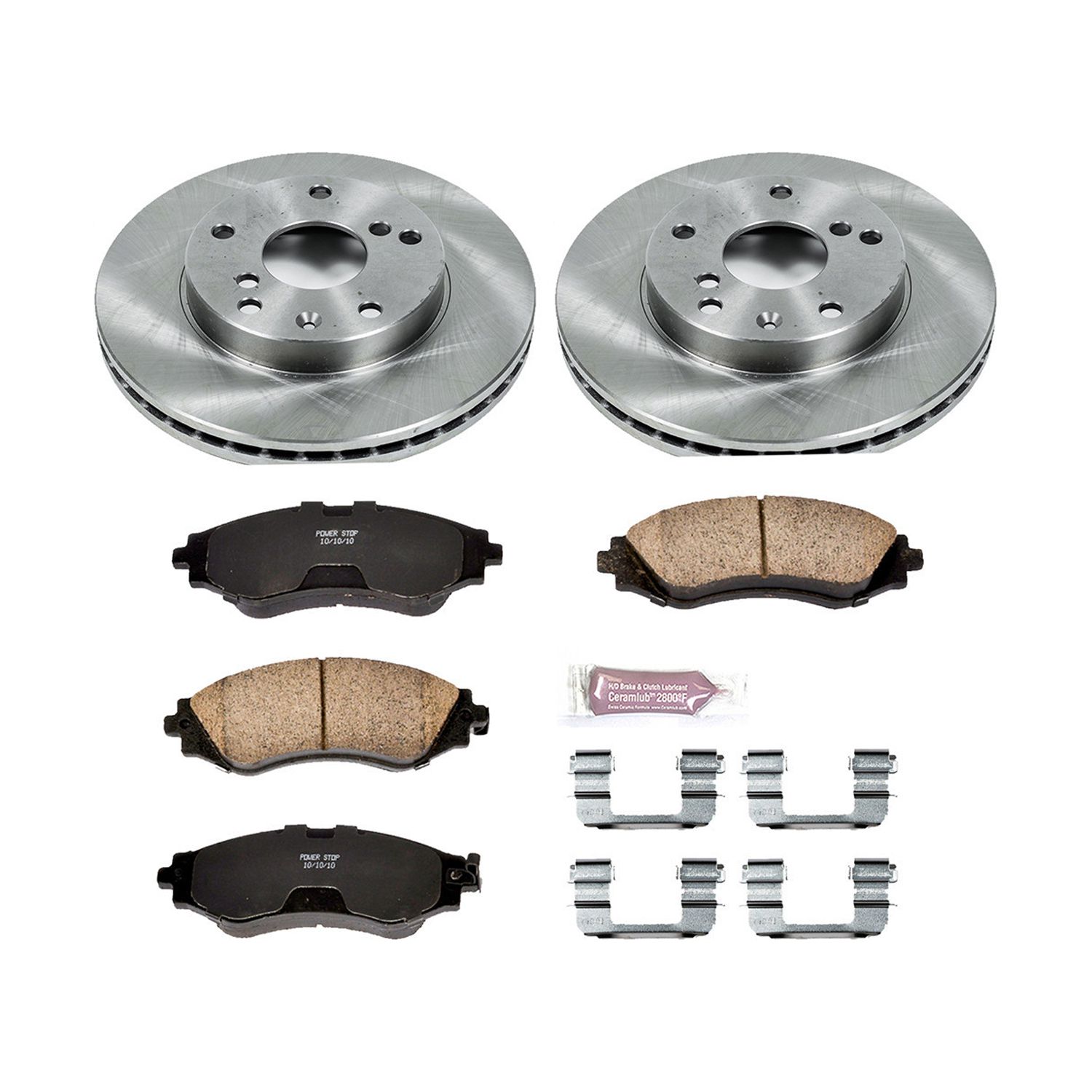 Power Stop Front Stock Replacement Brake Pad and Rotor Kit KOE5199 Fits 2001 Daewoo Leganza