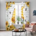 thumbnail image 6 of Kitchen Curtains 84 Inch Length 2 Panels, Gnomes Grommets Window Treatment Curtain, Vintage Yellow Sunflower Summer Bee Grey Plaid Thermal Curtains Drapes for Living Room/Bathroom, 6 of 9