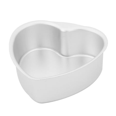 Kitchen Aluminum Alloy Heart Shaped Removable Bottom Cake Pan Mold Silver Tone