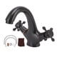 thumbnail image 1 of Grifo de lavabo vintage con acabado en cuerno de oveja negra y manija giratoria, diseño de encimera elevada y control de temperatura dual, 1 of 8