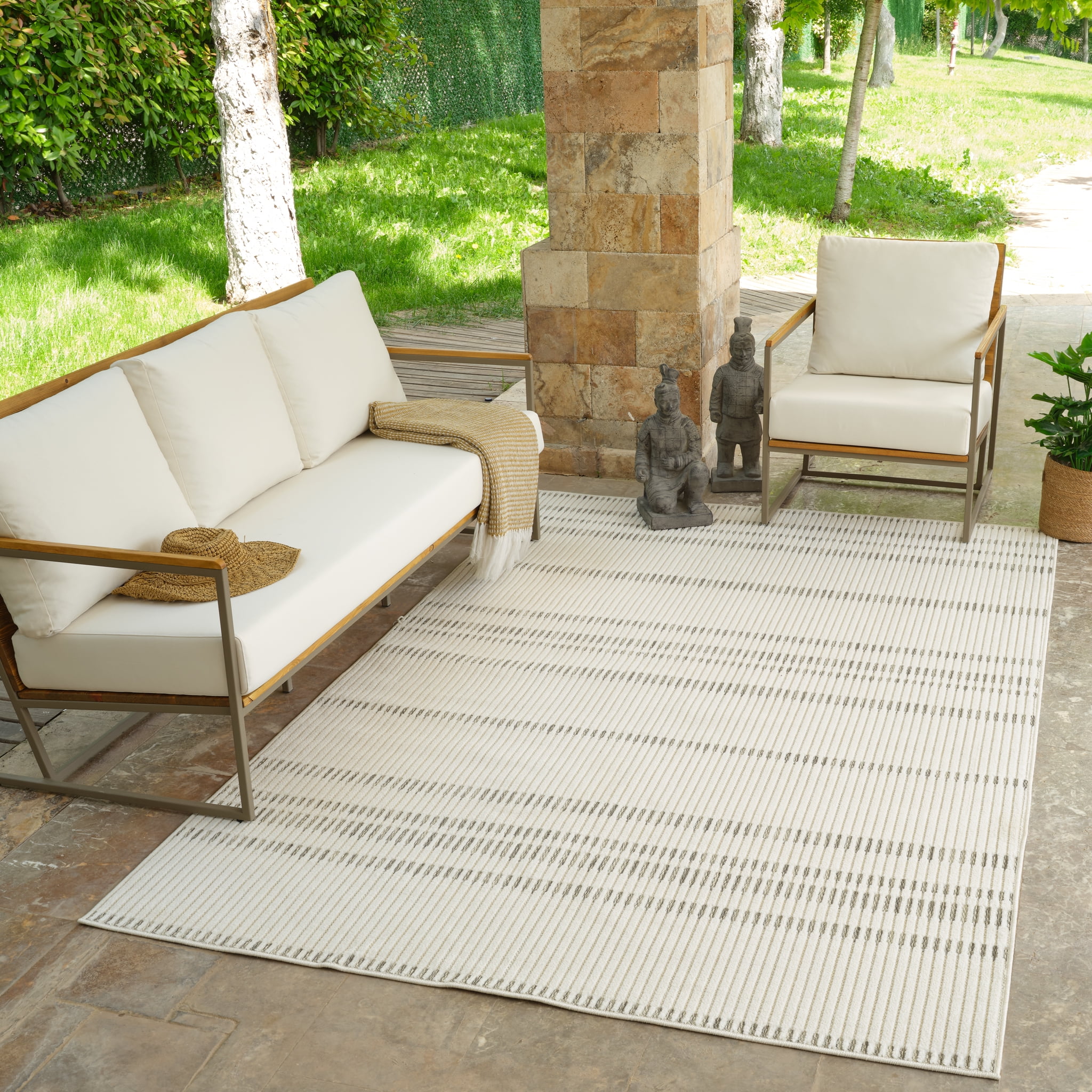 Rug Branch Maise Abstract Indoor Outdoor Area Rug, Cream Beige, Modern - Entryway, Hallway, Bathroom, and Kitchen