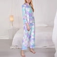thumbnail image 4 of Kll Rainbow Scales Print Women'S Long Sleeve Pajamas With Pants Sleepwear Loungewear 2 Set-X-Large, 4 of 9