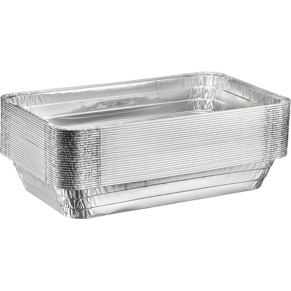 Disposable Full Size Deep Steam Table Aluminum Pans (10 Count) Foil Pans for Baking, Freezing, and Storage (21” x 13” x 3”)