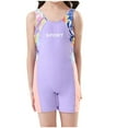thumbnail image 2 of Quaouag Girls One Piece Sleeveless Rash Guard Swimsuit Sun Protection Wetsuit Bathing Suits Purple L,XL,2XL,3XL,4XL,5XL, 2 of 9