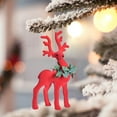 thumbnail image 4 of CuiLiyq Christmas Reindeer Tree Ornament, Flocked Christmas Elk Figurines Pendants with Green Wreath, Standing Deer Hanging Charm Ornaments for XmasTree Party Holiday Decor (Red), 4 of 6