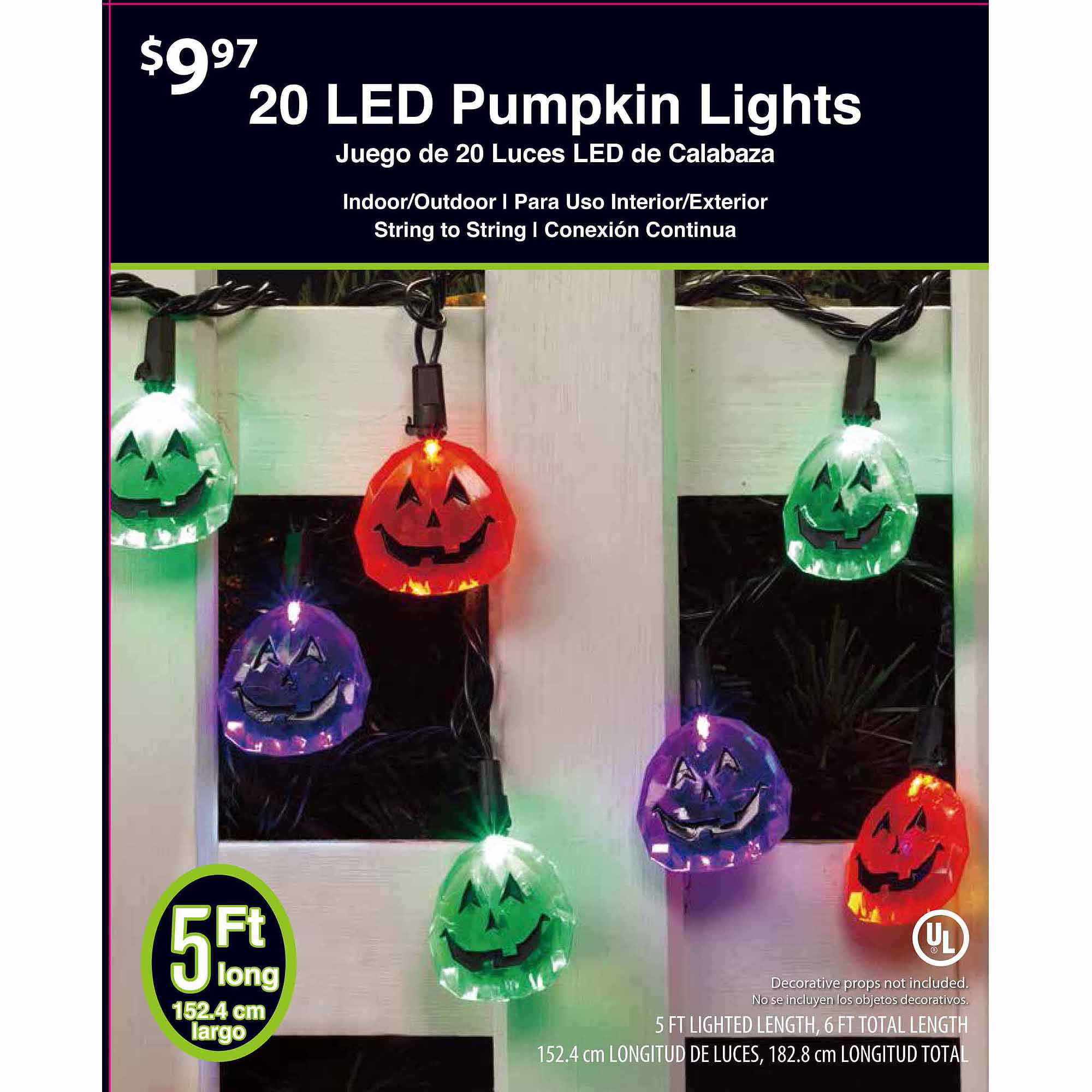 Fancy Pumpkin Halloween LED Light Set, Orange/Purple/Green - Walmart.com