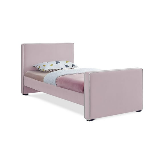 Meridian Furniture Dillard Pink Velvet Twin Bed