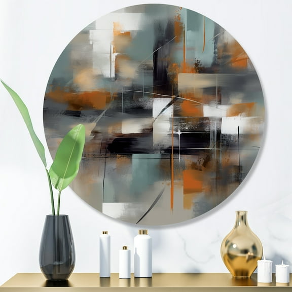 Designart "Abstract Shapes in Design III" Abstract Metal Round Wall Art