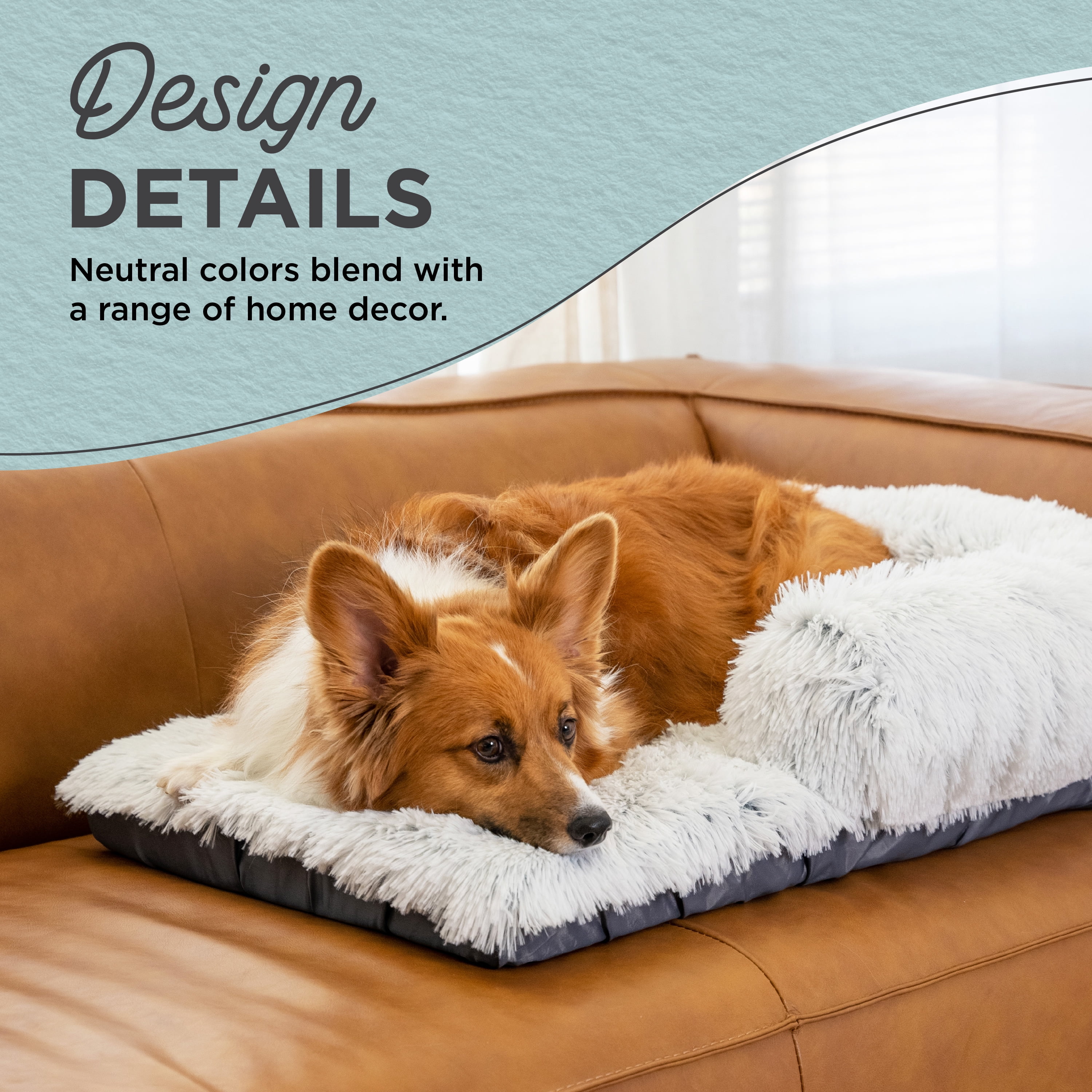 Best Friends by Sheri Nap Mat Dog Bed with Bolster - Washable Crate Pad and Removable Cover, Frost, 30x17