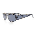 thumbnail image 4 of Womens Side Visor Retro Hipster Rimless Taper Rectangle Metal Rim Sunglasses Gold - Black, 4 of 5