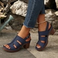 thumbnail image 4 of Dakaela Women's Platform High Heels Chunky Block Heeled Sandals Slingback Open Toe Comfortable Wedding Party Prom Dress Shoes Size 6-10 Blue, 4 of 9