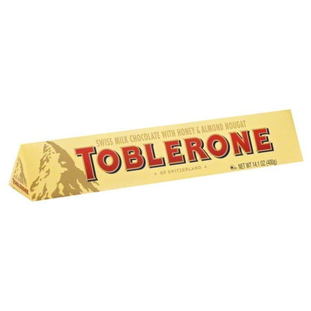 Toblerone Swiss Milk Chocolate with Honey & Almond Nougat, 14.1 Oz.