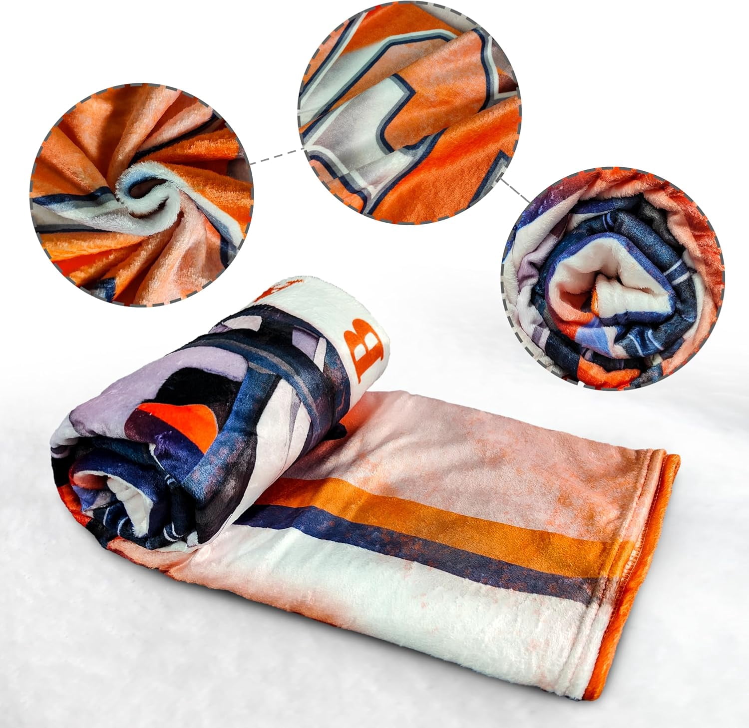 Chicago Football Blanket Classic Sherpa Double Layer Fabric Warm Blankets, Soft Flannel Throw Blankets for Football Fans Gifts 60" X 50"