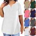 thumbnail image 2 of Plus Size Tops for Women Summer Top Loose Fit Tee Shirts V Neck Short Sleeve Blouse Tops for Women Trendy White L, 2 of 6