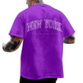 thumbnail image 1 of BOBOGOJP T-Shirt à Manches Courtes pour Hommes Adultes Imprimé Mi-Longueur Manches Courtes Col Rond Décontracté (Violet,3TG), 1 of 5