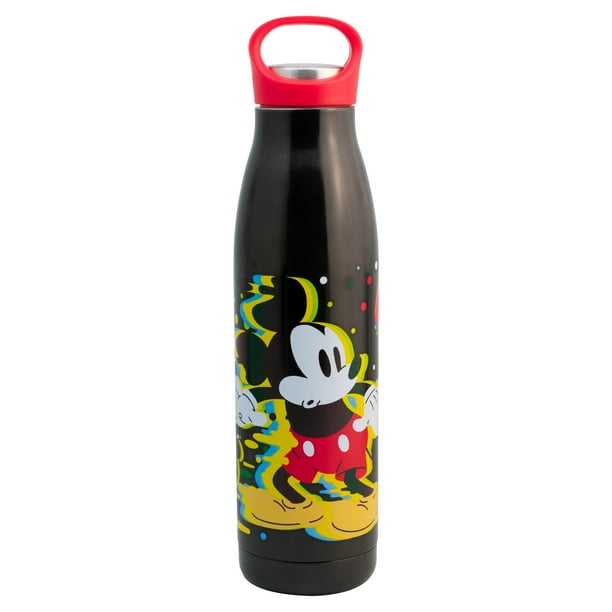 Termo Acero Inoxidable Doble Pared, Diseño Mickey Mouse MM28 con Tapa de Rosca y Agarradera de Plástico, Capacidad 490 ml, Negro