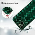 thumbnail image 3 of Compatible with iPhone 13 Case-6.1 Inch, Fashion 3D Woven Pattern Plating Phone Case, Grid Printed case for Women Girls Soft Silicone Shockproof Camera Protective Back Cover-Green, 3 of 14