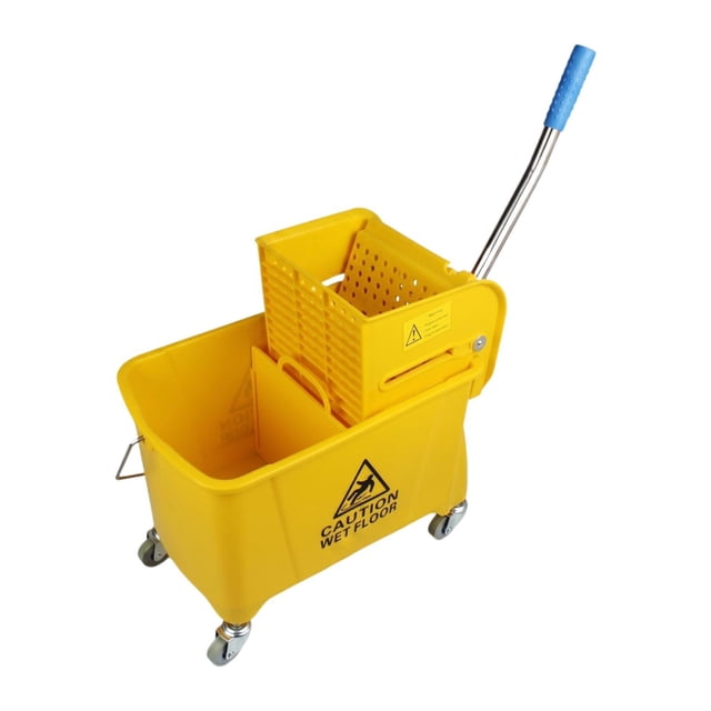Cubo de con ruedas y asa de transporte, cubo de con escurridor lateral que ahorra espacio para limpieza del suelo en el hogar. 20 litros