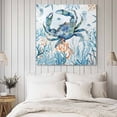 thumbnail image 4 of Crab Wall Art Painting on Canvas, Blue Coastal Starfish Ocean Coral Nautical Canvas Art Home Prints Wall Art Framed Modern Artwork for Living Room Bedroom Wall Decor 16x16in, 4 of 9
