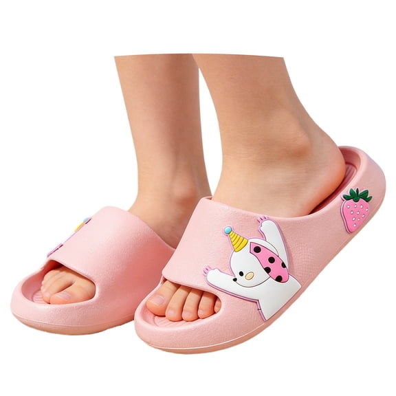 Djtdsds Kids Shark Slide Sandals, Soft Non- Open-Toe Slippers Color:Pink,Size:10-10.5 Years