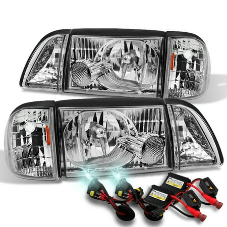 - Fit 87-93 Mustang Clear Headlights w/ Corner & Parking Replacement + 8000K HID