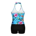 thumbnail image 5 of Lopeceal Womens Plus Size Tankini Top With Built-in Bralette V Neck Tie back Adjustable Swimsuits with Boy Shorts, 5 of 7