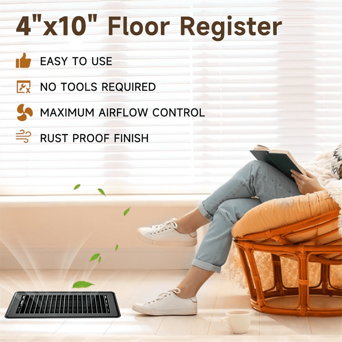 3Pc Floor Vents,4x10In Floor Register Floor Vent Covers for HeavyDuty Air Floor Vent Cover for Home Floor Wall Ceiling,B