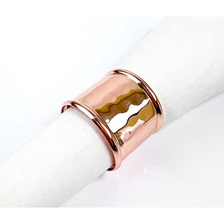 

Fennco Styles Metallic Hammered Design Metal Napkin Rings Set of 4 - Copper Napkin Holders for Home Dining Room Banquet Family Gathering Holiday and Special Occasion