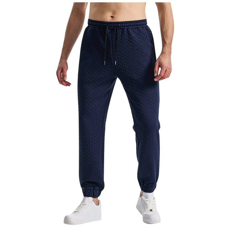 Yteetum Sweatpants for Men Elastic Waist Jacquard Drawstring Sport