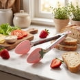 thumbnail image 5 of Cook With Color Mini Silicone Tongs, Stainless Steel Heat-Resistant Food Tongs for Appetizers, Strawberry, 5 of 5