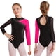 thumbnail image 3 of Traje de patinaje artístico para niñas y niñas, leotardo con diamantes de imitación brillantes, mono transparente de manga larga con cuello simulado y espalda recortada, 3 of 5