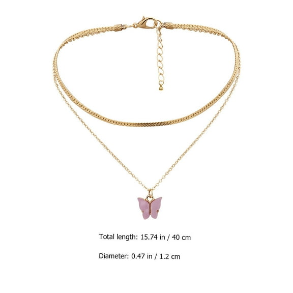 LOLIPPYY Necklace and Earring Set Pink Alloy Fashionable Delicate Jewelry for Graduation