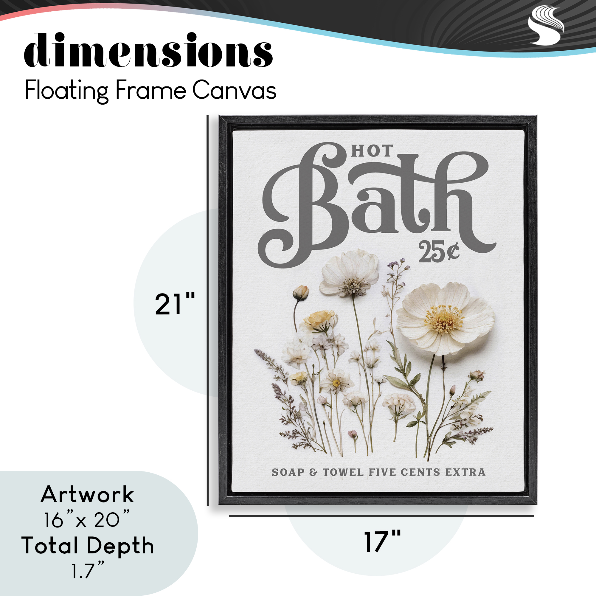 Pressed Flowers Hot Bath Black Framed Floater Canvas Wall Art, design by Lettered and Lined