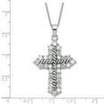 thumbnail image 2 of 925 Sterling Silver Spring-Ring Oxidized Cubic Zirconia Antiqued Religious Faith Cross Necklace 18 Inch Pendant Necklace, 2 of 2
