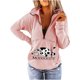 thumbnail image 1 of Mujeres Otoño Invierno Vaca Estampado Cuello en V Cremallera Manga larga Tops Jersey Blusa Sudaderas Pompotops gfhjh11819, 1 of 5