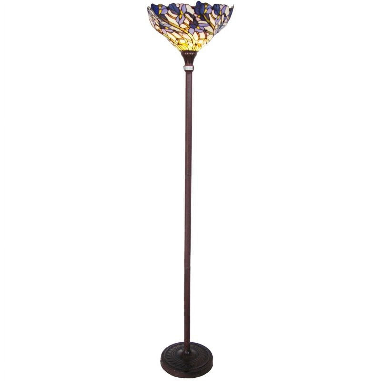 CHLOE Lighting 1 Light Tiffany-style Iris Torchiere Floor Lamp 17" Shade