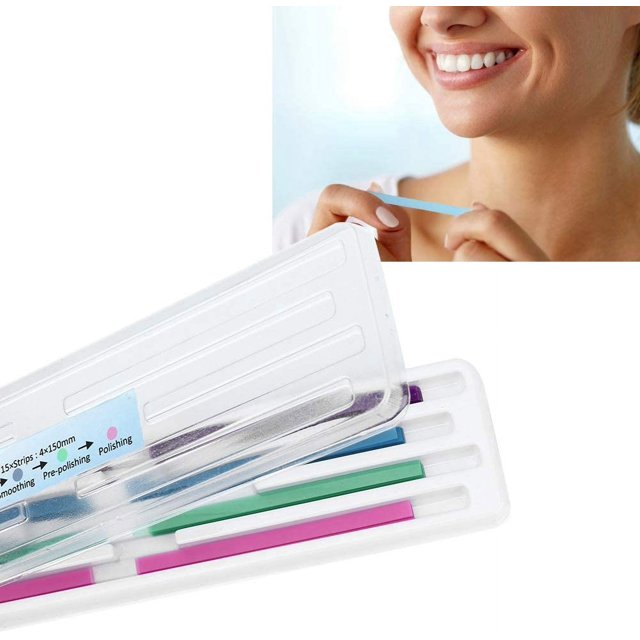 RV Tira de pulido dental - 60 piezas/paquete de tiras abrasivas dentales Tira abrasiva dental Pulido de dientes Acabado de dientes Kit de herramientas de contorno brillante