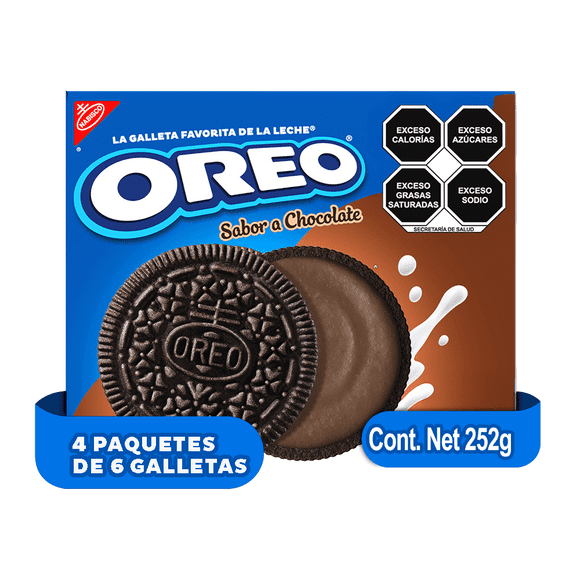 Galletas Oreo Chocolate Relleno Sabor Chocolate 4 Paquetes c/u 6 Galletas