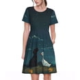 thumbnail image 1 of Fotbe Farm Dog Duck Moonlight Vestido Largo de Moda para Mujer, Vestido Tipo Camiseta con Manga Corta y Estilo Casual a Rayas y Bloques de Color, 1 of 6