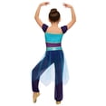 thumbnail image 2 of TiaoBug Kids Arabian Princess Jumpsuit for Girls Belly Dance Outfit Sequin Tulle Overlay Pants Romper Blue 6, 2 of 6