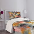 thumbnail image 4 of Ambesonne Colorful Quilted Bedspread Set 2 Pcs, Abstract Futurist Print, Twin Size, Orange Coral Pale Grey, 4 of 4