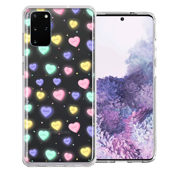 MUNDAZE For Samsung Galaxy S20 Plus Valentine's Day Heart Candies Polkadots Design Double Layer Phone Case Cover