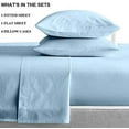 thumbnail image 3 of Kamas Light Blue Full Sheets Set - 600 Thread Count 100% Egyptian Cotton- Sateen Weave for Soft and Silky Feel, Fits Mattress Upto 16'' Deep Pocket, 3 of 3