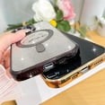 thumbnail image 2 of Magnetic Glitter Case for iPhone 13 Pro Case 6.1 Inch, Clear Plating Love Heart Pattern Design [Compatible with Magsafe Charging] Camera Protection Soft Cover for Women Girls (Black), 2 of 11