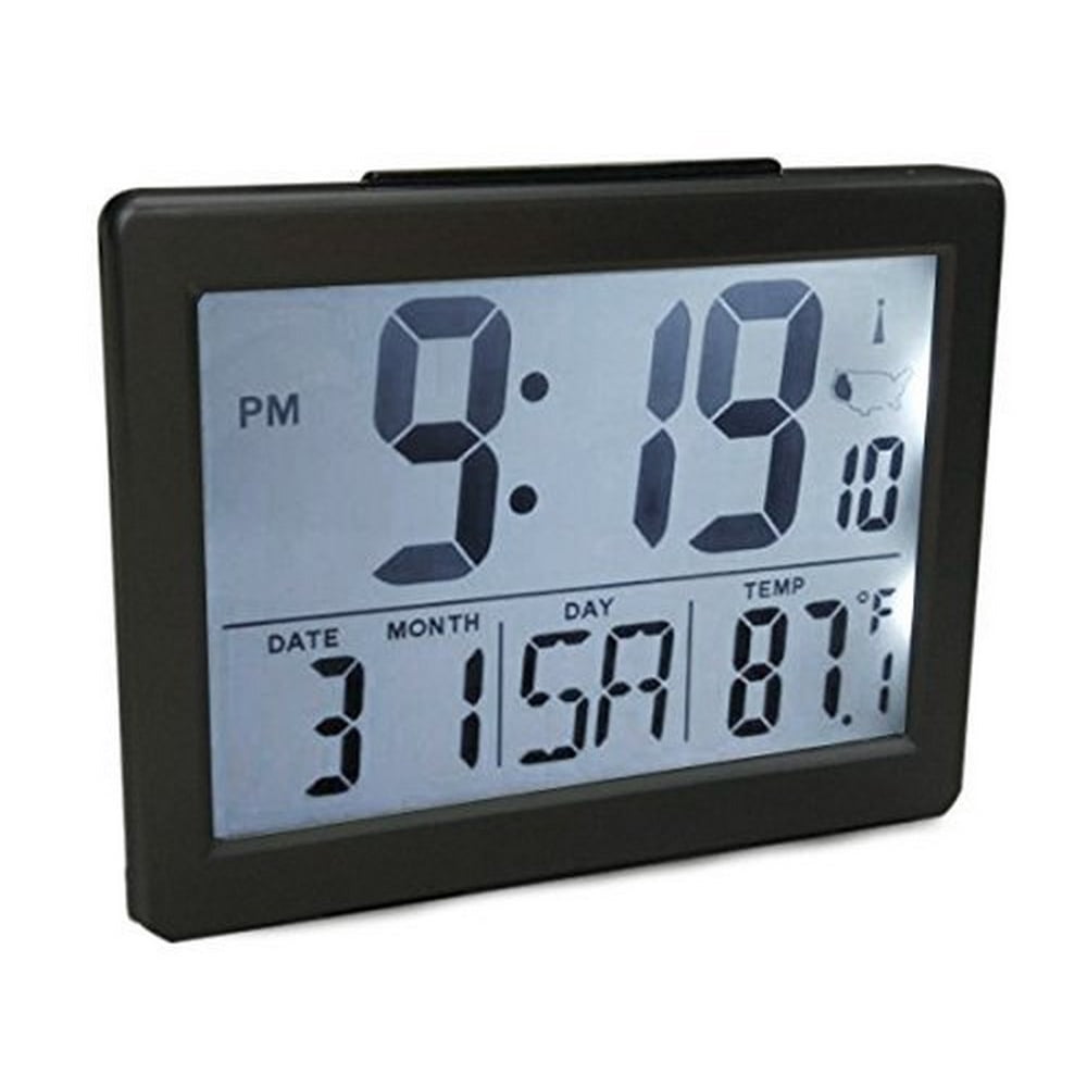 Atomic Desk_bedroom Alarm Clock Black_1.5" Time Number_ Back White