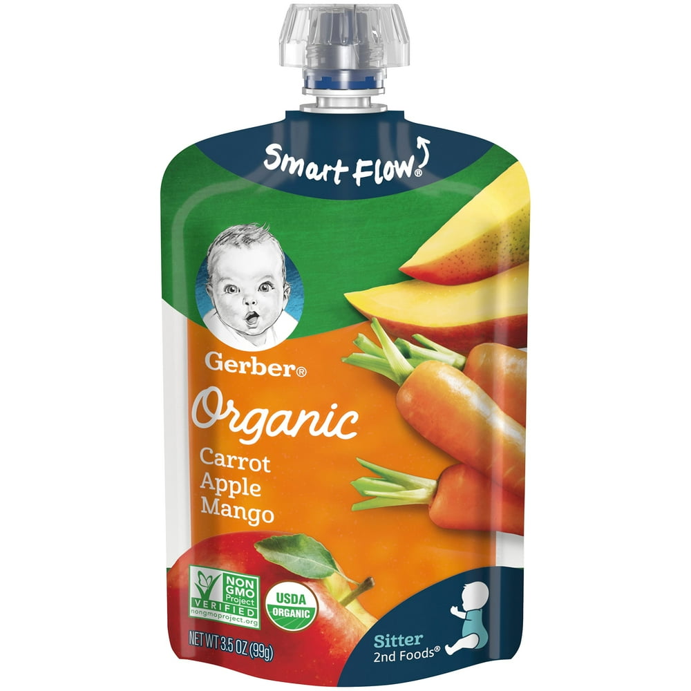 Gerber 2nd Foods Organic Carrot Apple Mango Baby Food, 3.5