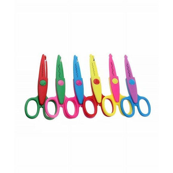 6pcs Paper Edge Scissors Set Kid Safety Cutt Scissors Decorative,Great for Teachers, Students, Crafts, Scrapbooking, DIY Photos - Random Color