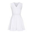 thumbnail image 6 of Elainilye Fashion Holiday Dresses for Women V-Neck Backless Lace Skirt Sleeveless Casual Summer Holiday Flowy Dress,White, 6 of 9
