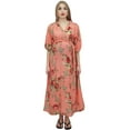 thumbnail image 2 of Bimba Moms Salmon Floral Printed Kaftan With Belt Maternity Maxi Dress-24, 2 of 6